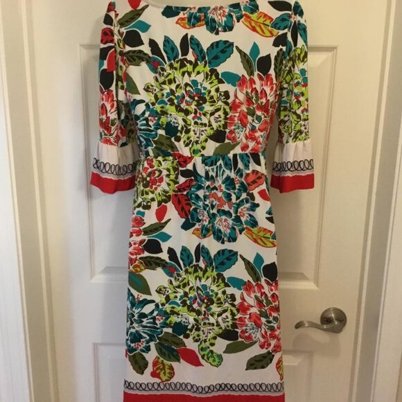 ☀️Sale New York dress floral boho peasant  empire bell sleeve dress sz 4 - Picture 6 of 11